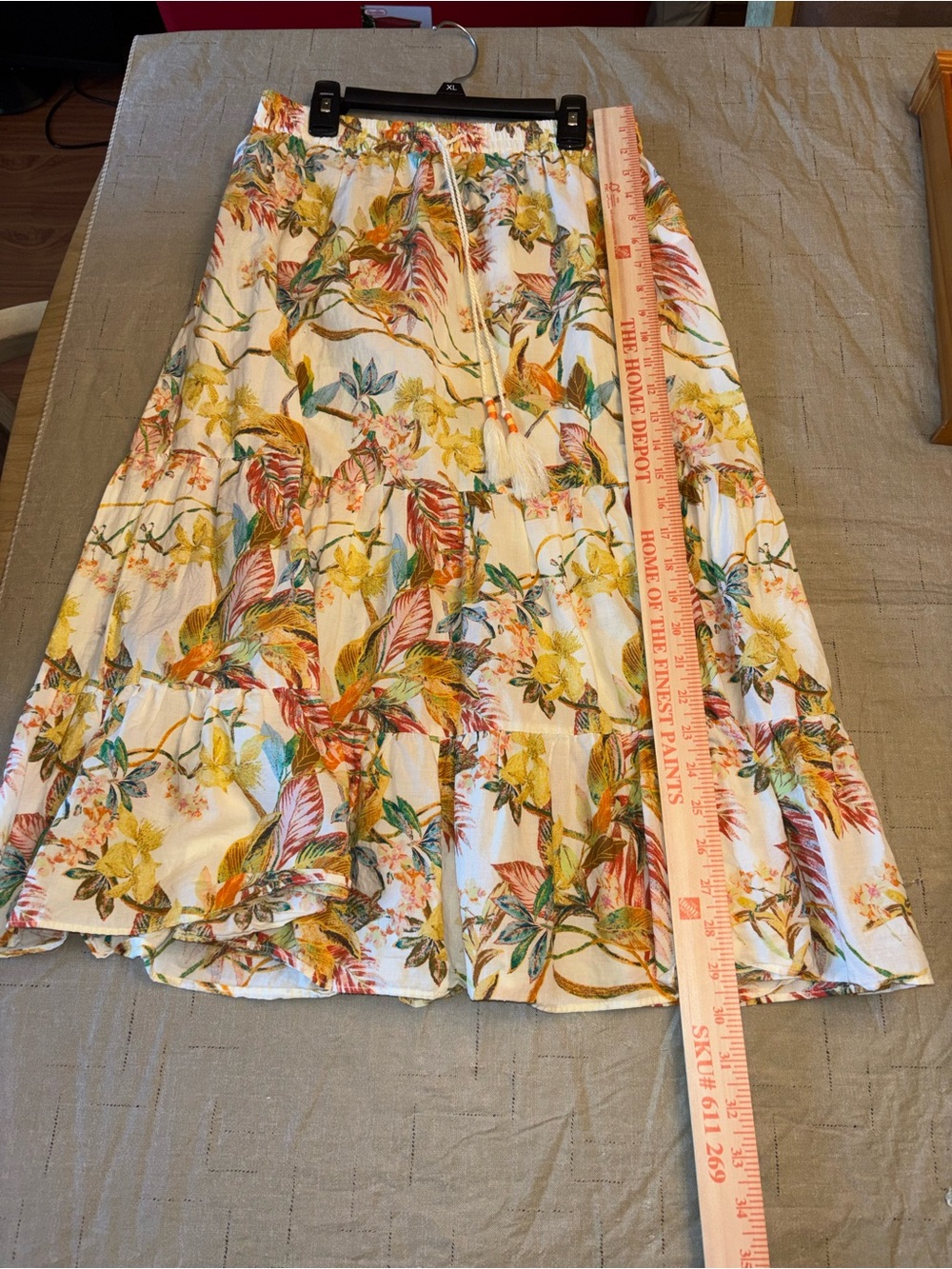 Rose & Olive White Maxi Skirt with Yellow & Green Floral Print